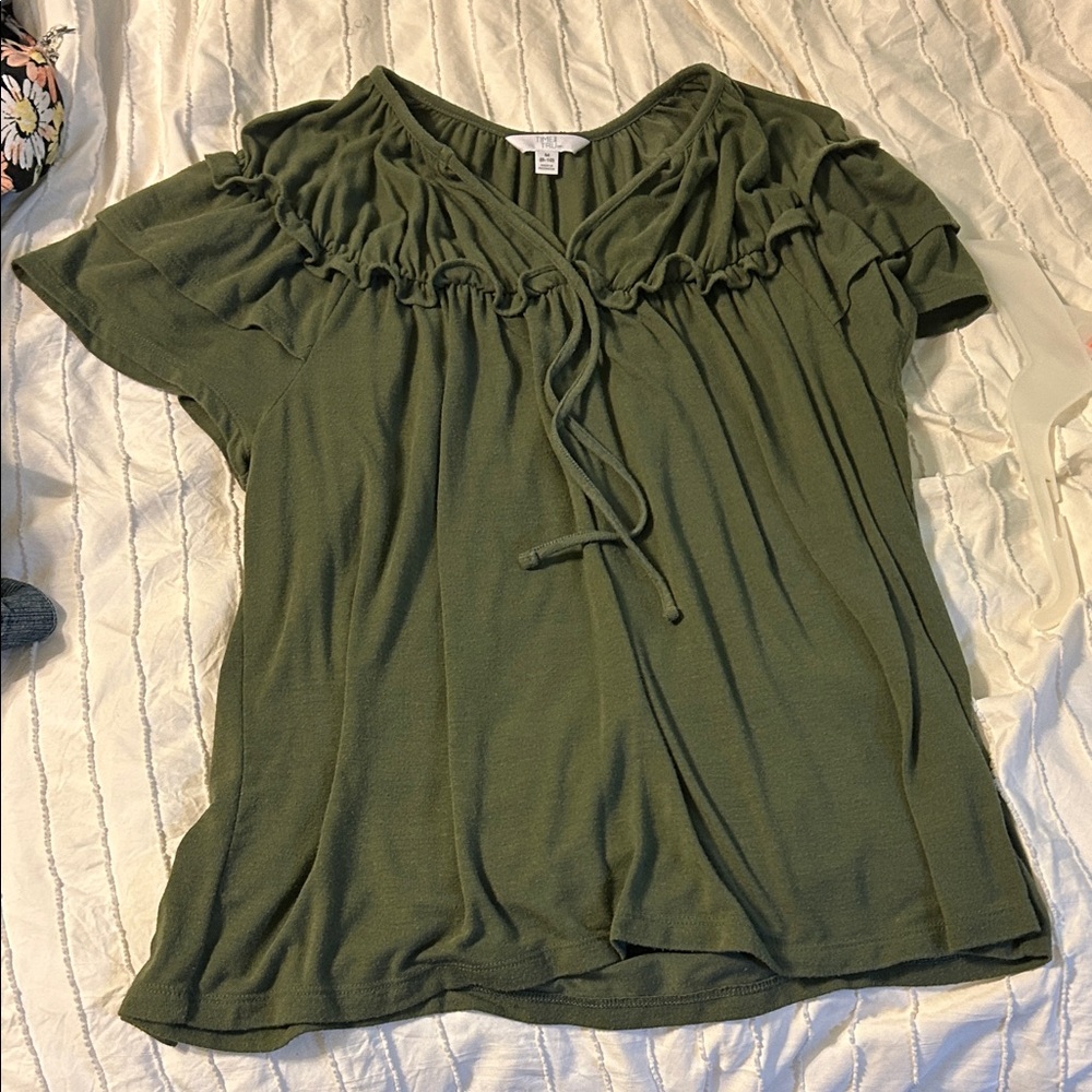 Time and Tru Olive Green Blouse